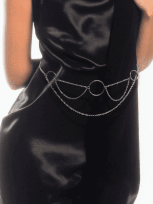 Custom Fit Crotchless Belt Chain Sexy Waist Jewelry, Open Lingerie Thong, Hotwife Gift, Stainless Steel Body Chain with O-Rings