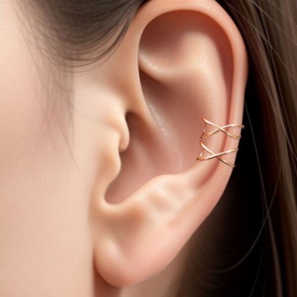 Double Criss Cross Earcuff Wrap Ear Cuff, X Ear wrap, Minimalist jewelry, Earcuff earring
