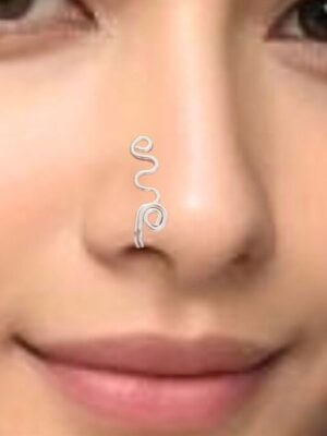 Wave Nose cuff Fake Nose Ring, Spiral cuff ring
