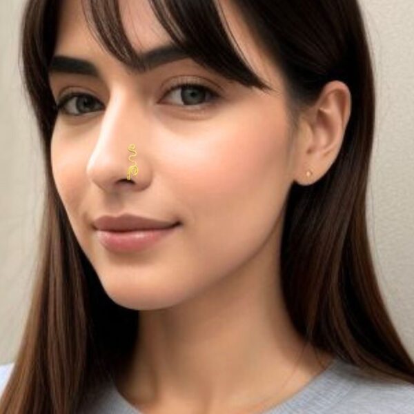 Wave Nose cuff Fake Nose Ring, Spiral cuff ring