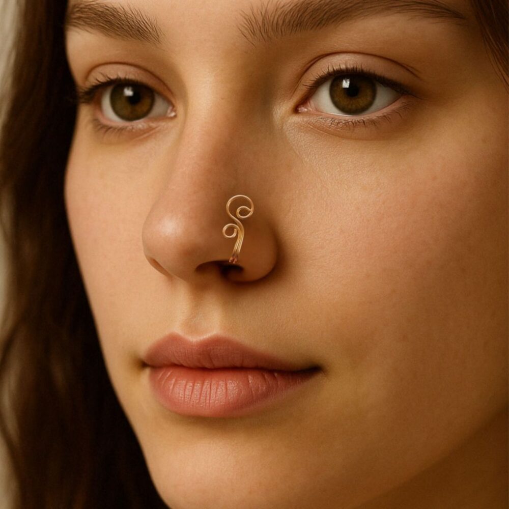 Cute Spiral Nose Ring Tiny Coil Nose Hoop, Handmade Minimalist Nose Jewelry