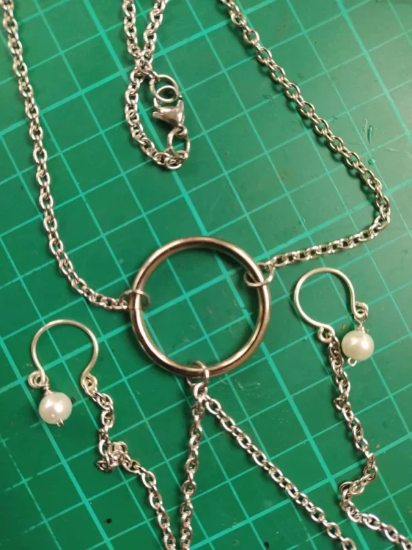 Stainless Steel Submissive O Ring Necklace to nipples, Minimalist Discreet Day Collar