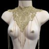 Gold Choker Necklace and Nipple Chains, Domina Lingerie,