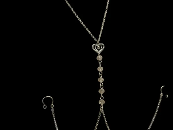 Heart Necklace to Nipple Chain, Non Piercing Nipples Ring, Sexy Body Chain