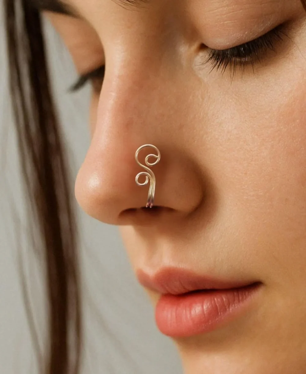 Cute Spiral Nose Ring Tiny Coil Nose Hoop, Handmade Minimalist Nose Jewelry