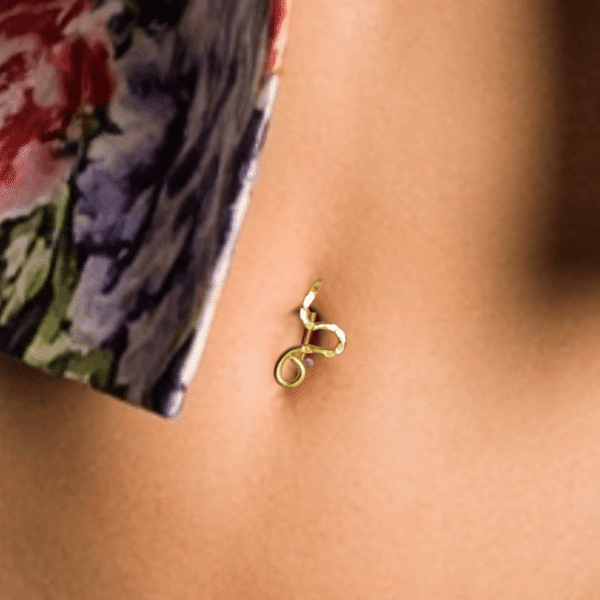 Half Hammered Navel Belly bar piercing, Belly Button Ring, hypoallergenic wire Body Jewelry