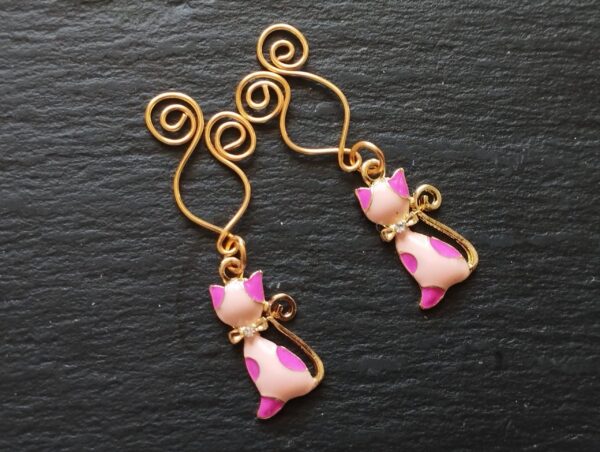 Adjustable Clip On Nipple Jewelry, Nipple Rings No Piercing with Enamel Pink Cat