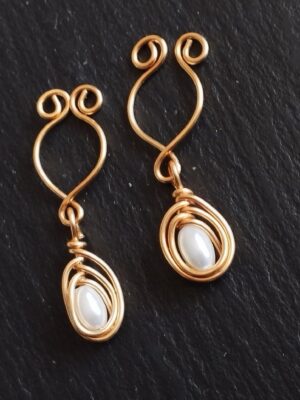 Sexy Nippies Adjustable Clip On Nipple Jewelry, Nipple Rings No Piercing with Crystal Pearls Nipple Clamps