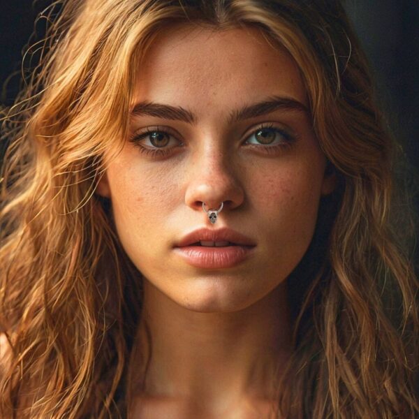 Non-Piercing Skull Septum Nose Ring Silver Gothic Jewelry
