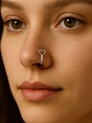 Heart Nose Ring Jewelry, Tiny Nostril Hoop fake ring NON PIERCING Nose Jewelry