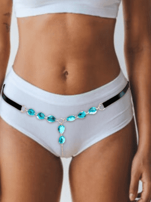 Open G-String Chain with Blue Acrylic Drop – Sexy Crotchless Lingerie