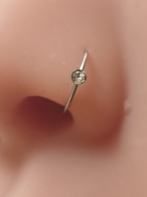 Surgical Steel Nose Ring with 2mm Cubic Zirconia – 8mm Hoop, 22G Nose Jewelry