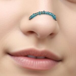 Beaded Nasalang Stainless Steel Band, Custom Nose Connector for Piercings, Nostril Bridge Jewelry