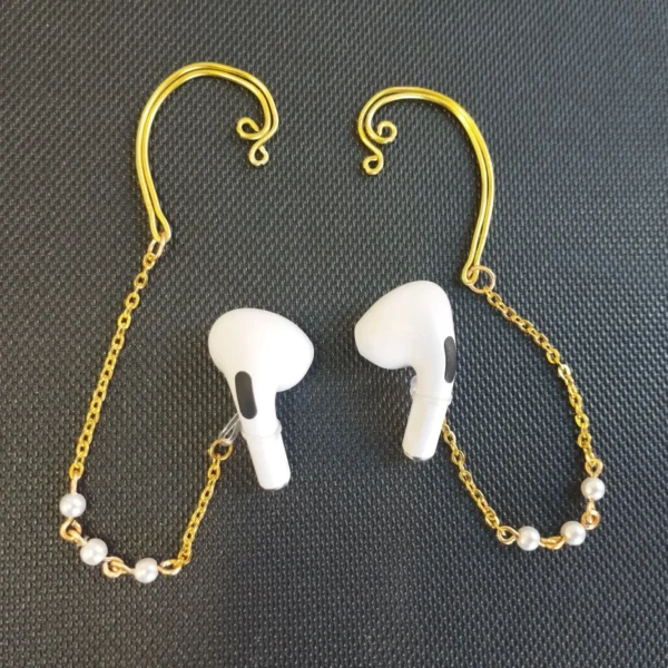 Custom Anti-Lost Earphone Safety Chain Earring for Earphones Personalized Earbud Holder Jewelry Pearls Gift for Her Secure EarPod Accessory
