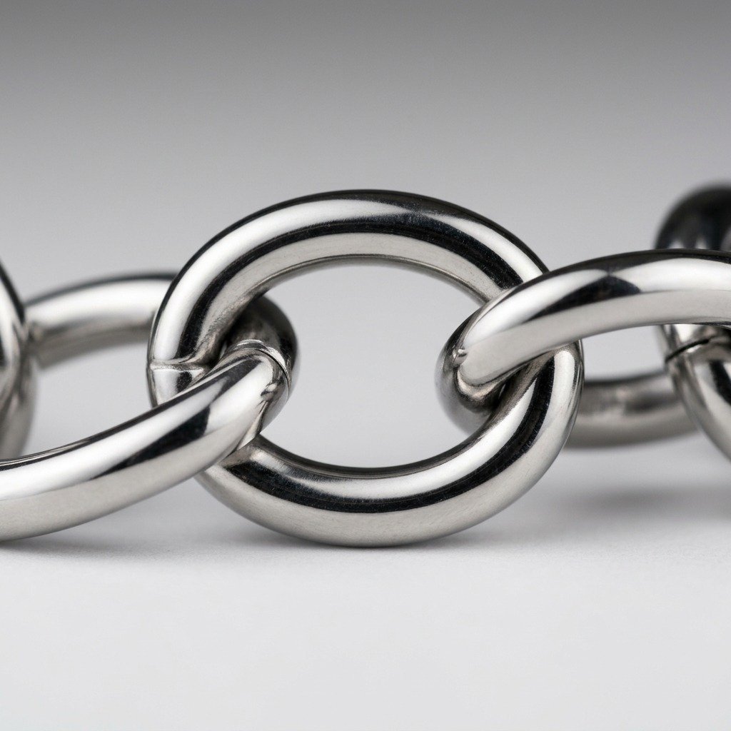 Macro shot of surgical steel chain links